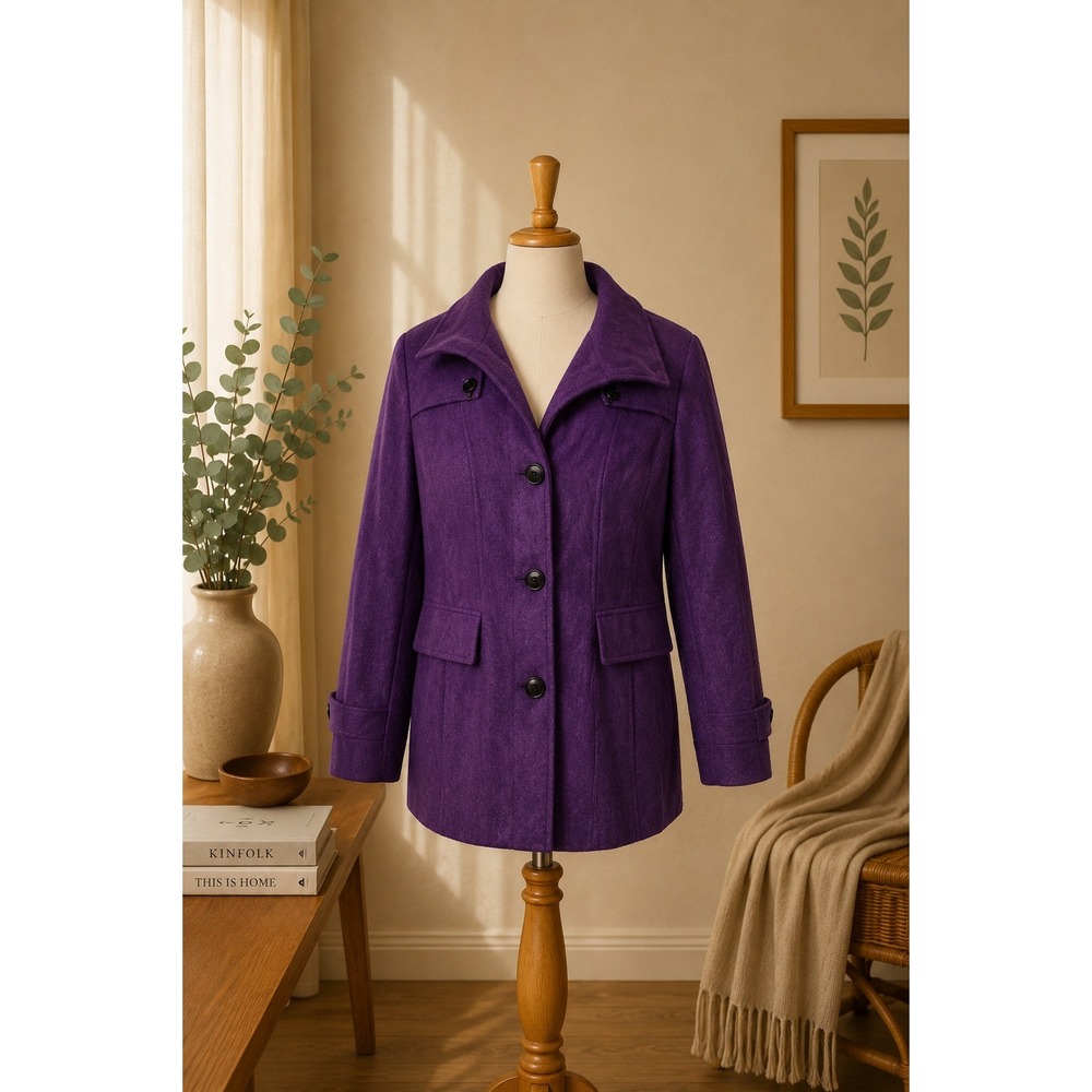 Purple Classic Wool Blend Coat XL Structured Dark Academia Whimsigoth Jacket